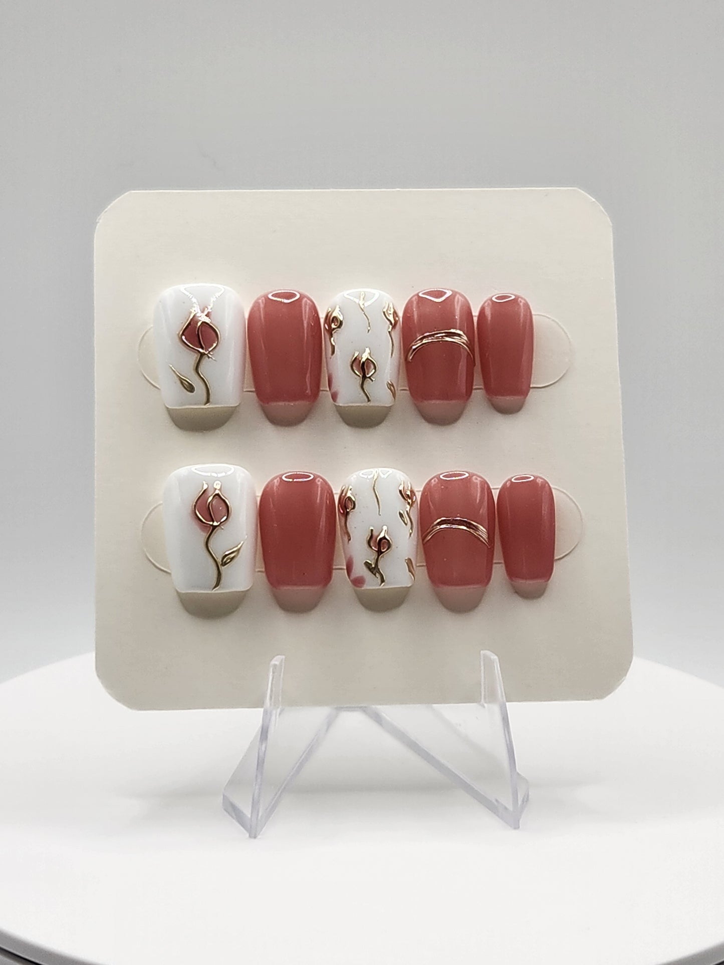 Tulip Blush | Short Coffin Press-On Nails