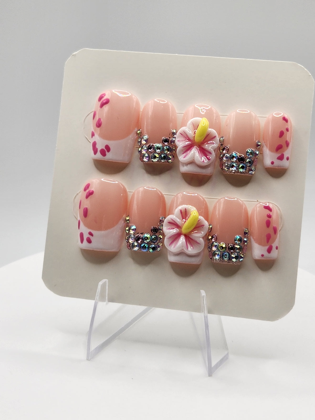 Hibiscus Sparkle Press-On Nails