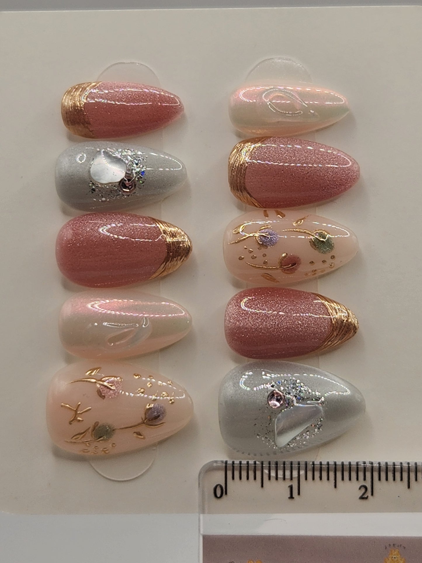 Gilded Petals - Short Almond Press-On Nails