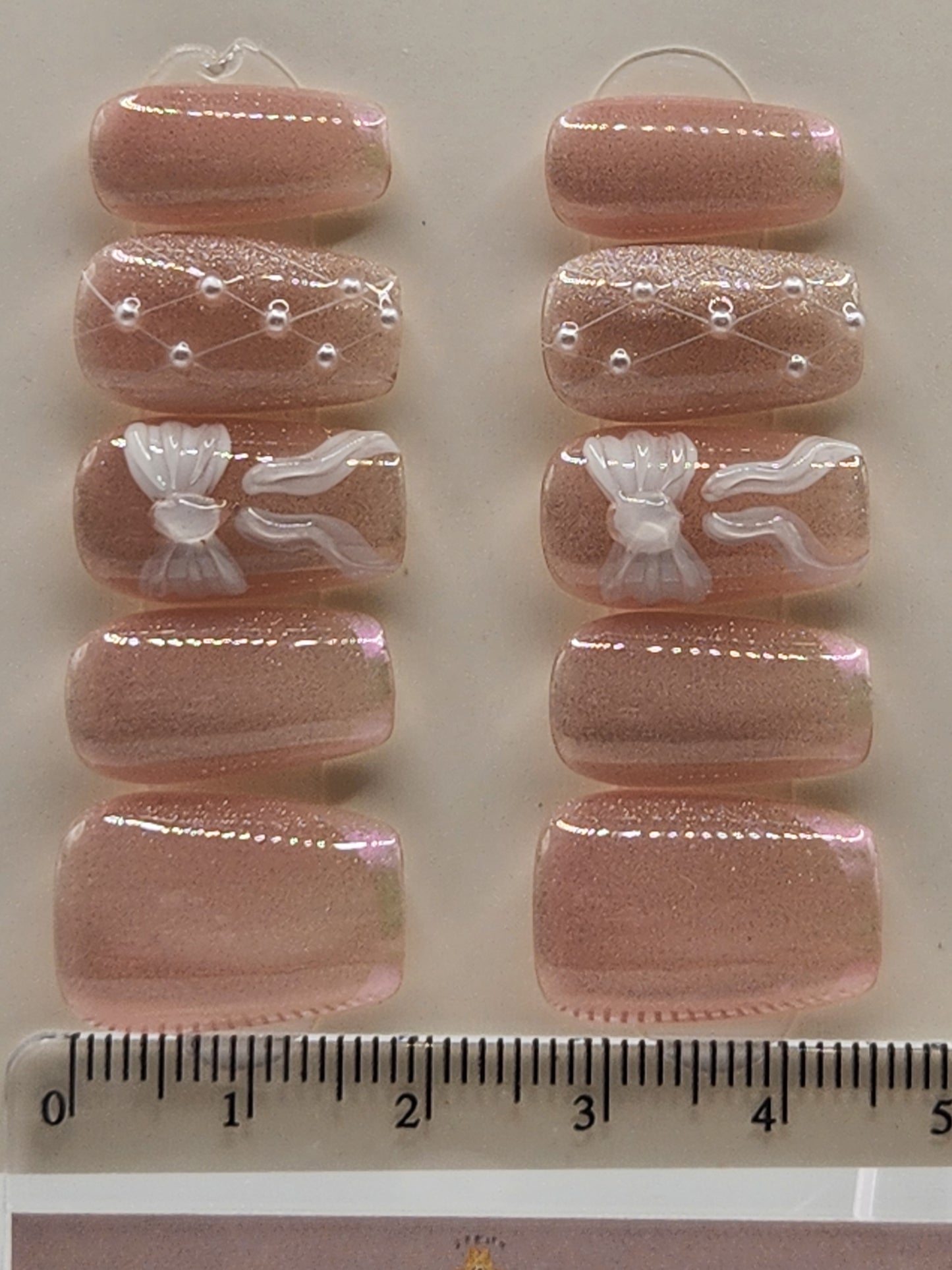 Ribbon & Pearl Press-On Nails